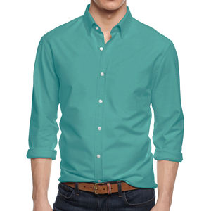 Vente en gros Chemise d'affaires formelle personnalisée pour hommes, manches longues, couleurs unies, flanelle de coton et polyester, col montant, style décontracté - Product Image 6
