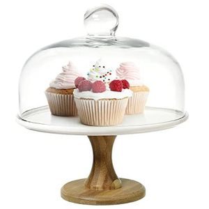 Support à gâteau en bois avec dôme en verre, parfait pour mettre en valeur les gâteaux décorés, les cupcakes et les desserts de fête magnifiquement - Product Image 5