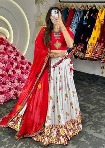 Último diseñador Pure Rayon Printed Mirror Work Lehenga Choli por FabZone - Product Image 4