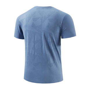 T-shirt décontracté pour homme en soie glacée, séchage rapide, haute élasticité, manches courtes, fitness, sport, été, tricot uni - Product Image 4