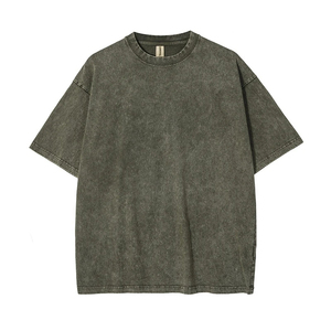 High street black hip hop custom logo oversized acid wash tshirt men vintage washed t <b>shirt</b> - Product Image 1
