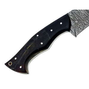 Cuchillo Skinner de Acero de Damasco Hecho a Mano Personalizado Burraq OEM/DIY con Mango de Madera de Resina y Funda de Cuero, Regalo Perfecto para Camping y Caza - Product Image 3