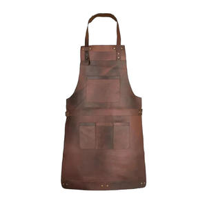 Imra Impex venta al por mayor delantal de cuero de grano completo hecho a mano para hombres resistente barbacoa Herrero soldadura carnicero y delantal de Chef - Product Image 2