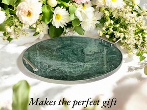 ถาดออกแบบสีเขียวกลมสำหรับห้องครัวในบ้านและใช้ในงานปาร์ตี้พื้นผิวที่สวยงามเหมาะสำหรับการเสิร์ฟและจัดแสดงที่หรูหราจากอินเดีย - Product Image 4