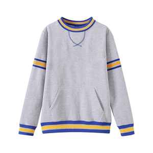 Sweat-shirt doublé en laine grise imprimé SGRho pour femme, col rond, tricoté, respirant, écologique, coupe-vent, en polyester et coton - Product Image 3