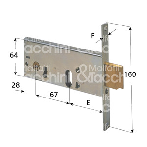 LOCK pour pêne dormant et loquet intégré, cylindre ovale non inclus - Product Image 1