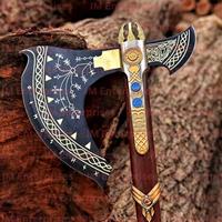God of War Axe-Haches de combat et de guerre celtiques Viking en acier inoxydable avec manche en bois Cadeau personnalisé personnalisable pour bricolage