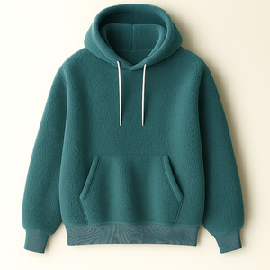 Custom 100% Cotton Oversized <b>Sherpa</b> <b>Hoodies</b> Sleeve Pocket Contrast Rib Knit Streetwear Pullover Zip Winter 2025 Fashion Trend - Product Image 2