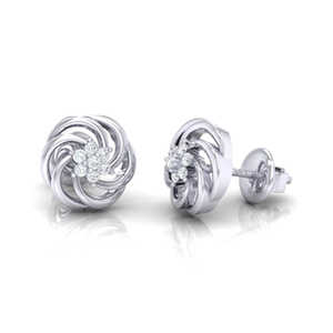 Boucles d'oreilles clous en spirale en or certifié avec diamants véritables 0,07 ct au total, 14 pierres, pureté 14K/18K, multicolores - Product Image 6