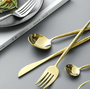 Couverts modernes en acier inoxydable doré de meilleure qualité couteau à dîner cuillère maison cuisine restaurant vaisselle décor de mariage événement - Product Image 3