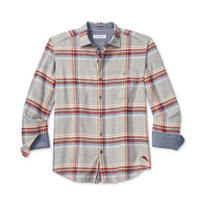 Camicia Casual da Uomo Tommy Bahama, Modello Canyon Beach Montara a Quadri, 100% Cotone Flanella Traspirante, Taglia Small, Nera - Product Image 1