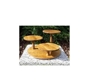 Elegant <b>wooden</b> <b>cake</b> <b>stand</b> for formal dessert displays featuring handcrafted base and wide platform for <b>cakes</b> and sweets - Product Image 1