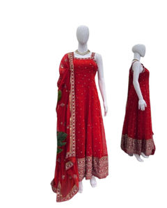Elegante Lehenga Choli Tradicional India-Pakistaní de Faux Georgette con Bordado de Hilo, Absorbe la Humedad, Protección Solar, Largo hasta el Suelo - Product Image 1