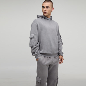 Conjunto Deportivo Unisex de 2 Piezas con Sudadera con Capucha, Talla XL, Pantalones Cargo Jogger, Color Gris, Ropa de Invierno - Product Image 6