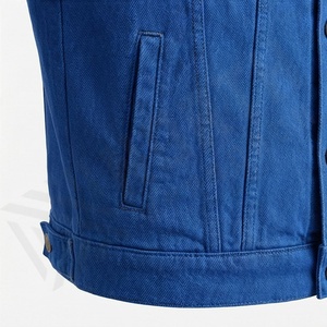Veste en jean en coton pour homme, col rabattu, couleur unie, boutonnée, manches longues, design élégant, vêtement d'extérieur personnalisé - Product Image 5