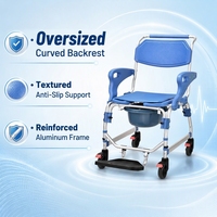 Chaise de toilette et de transfert portable avec repose-pieds, multifonctionnelle, avec roulettes pour personnes âgées