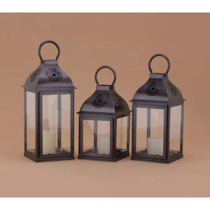 Glamurosos candelabros de metal, conjunto de 3 linternas colgantes de Marruecos, decoración central, votivos y portavelas - Product Image 2