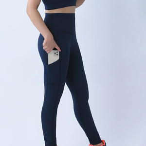Women's Seamless High-Waisted Yoga <b>Leggings</b> <b>Pockets</b> Breathable Quick Dry Spandex/Nylon Fabric Customizable Logo Options Factory - Product Image 5