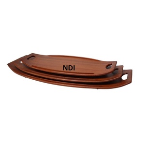 Ensemble de trois plateaux de service en bois finition noyer, très tendance, pour la décoration de table, le service de pâtes et la restauration du petit-déjeuner - Product Image 1