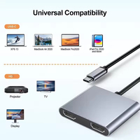 Adaptador USB-C 2 en 1 para 2.0 con Carcasa de Aleación de Aluminio para Carga y Transferencia de Datos de Portátiles (Gris, Garantía de 12 Meses)