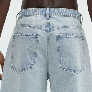 Pantalones cortos de mezclilla para hombre, 100% algodón, mezclilla, acabado lavado, cierre de botones, bolsillo, aspecto moderno, Ideal para ropa informal, transpirable y cómodo - Product Image 2