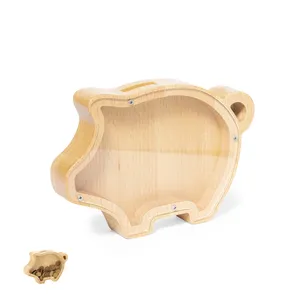 Tirelire en bois personnalisée Jasara, boîtes à monnaie personnalisées, gadgets - Product Image 1