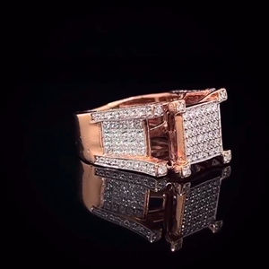 Anillo de Hombre con Inicial Personalizada de Hip Hop, Chapado en Oro de 14K con Incrustaciones de Moissanita, Certificado IGI, Unisex - Product Image 3