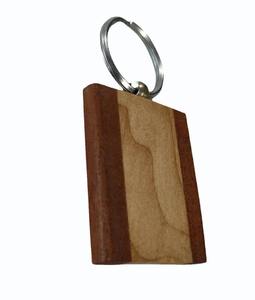 Custom Laser <b>Engraved</b> Wooden Keychain Rectangle Metal Wood Bamboo Eco-Friendly Home Decor Objects - Product Image 5