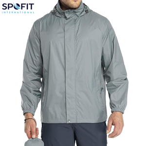 Fabricante al por mayor de color personalizado impermeable a prueba de viento bombardero lluvia chaquetas cierre de cremallera capucha frontal actividades al aire libre - Product Image 2