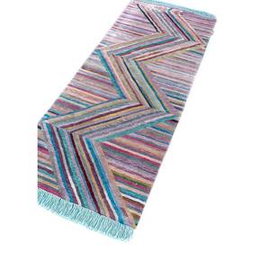 Tapis en laine et soie de bambou noué à la main Manchaha rose et violet, motif chevrons pour la maison - Tapis Jaipur US-Les-1381 - Product Image 2