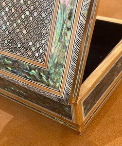 Sultana Handcrafted Large Egyptian <b>Mother</b> of Pearl Wooden Jewelry Box - Inlaid Mosaic Organizer (11.8x8x3.5 In) - Product Image 3
