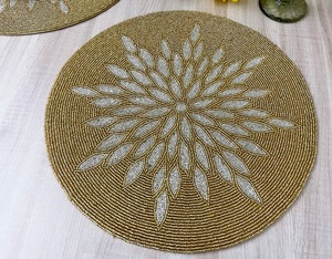 Manteles Individuales Hechos a Mano con Cuentas, Mantel Individual Bordado a Mano, Alfombrilla para Taza con Diseño de Araña Azul, Posavasos para Regalo - Product Image 1