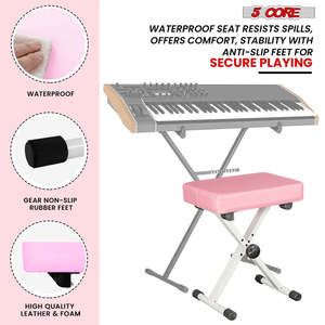 5 Core Keyboard Bench 3 Inch Padded Piano <b>Stool</b> Adjustable 20.5 Guitar Seat Heavy Duty Portable - Product Image 5