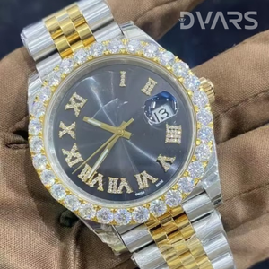 Montre mécanique automatique unisexe de luxe Mouvement ETA Verre étanche Plaqué moissanite Acier inoxydable 10 mm Or jaune blanc - Product Image 3