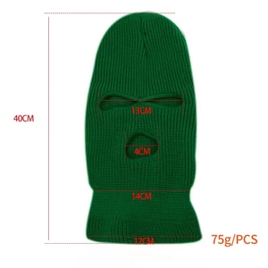 Cagoule d'hiver en tricot pour hommes et femmes, masque de ski, casquette, logo à 3 trous, broderie pour le sport et la pêche - Product Image 3