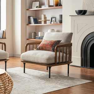 Modern Velvet <b>Arm</b> Lounge <b>Chair</b> with <b>Wood</b> Frame Fabric for Living Room or Hotel Use - Product Image 5
