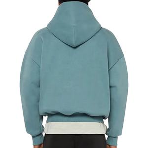 Custom Heavyweight French Terry Men <b>Hoodie</b> Drop Shoulder <b>Cropped</b> Boxy Full <b>Zip</b> <b>Up</b> Double Zippers 100% Cotton hoodies 2026 - Product Image 4