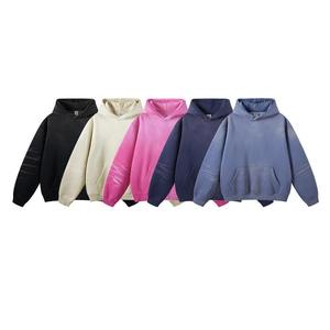 Sweat à capuche pour homme en couleur unie, durable, délavé au soleil, personnalisable, léger, décontracté, sweats à capuche délavés au soleil pour homme - Product Image 6