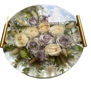 Handmade Pink <b>Flower</b> Resin Tray Stylish Organizer For Vanity Jewelry <b>Perfume</b> and Makeup Storage Decoration Wholesale From India - Product Image 3