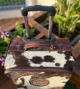 Customized Wholesale 100% Genuine Leather Travel Trolley Luggage <b>Bag</b> for <b>Men</b> Women Leather Suitcase Travel Trolley <b>Bag</b> - Product Image 3