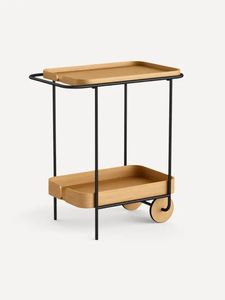 Carrito de servicio de metal de dos niveles con asas fuertes, ideal para servir alimentos y bebidas en fiestas y eventos - Product Image 3