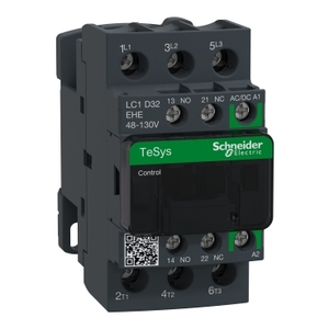 Contattore SCHNEIDER ELECTRIC LC1D32EHE TeSys D 3P 32A AC-3 fino a 440V, Bobina 48-130V AC/DC, Avviatori di Motore - Product Image 1