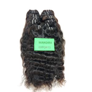 Machine à cheveux noirs indiens alignés sur les cuticules brutes double trame faisceaux ondulés naturels temple Extensions de cheveux humains birmans - Product Image 4