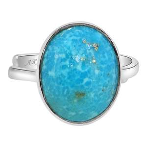 NOVAMART Fine 4.25 Ratti Natural Certified Turquoise (Firoza) <b>Silver</b> <b>Ring</b> by Arihant Gems and Jewels Inlay Setting Gift for <b>Men</b> - Product Image 1
