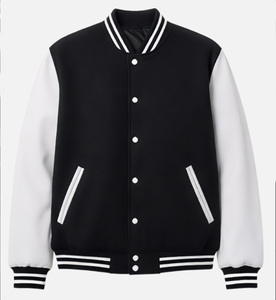 Blousons universitaires personnalisés unisexes en cuir véritable, chauds, imperméables et écologiques, style baseball, pour l'hiver - Product Image 4