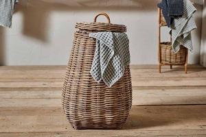 Panier de rangement rond en rotin naturel fait main, écologique, moderne, multifonctionnel, bac à linge fabriqué au Vietnam - Product Image 4
