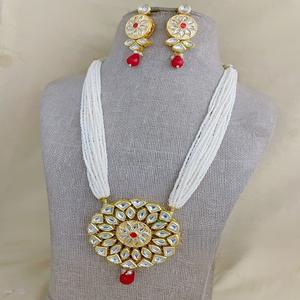 Hermoso conjunto de collar Kundan chapado en oro multicapa de alta calidad, pendientes para mujer, joyería de diseñador para ropa de boda - Product Image 1