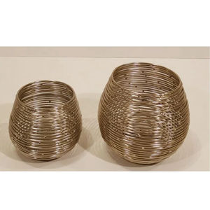 Elegant <b>Set</b> of 2 Golden Wire Metal Serving <b>Bowls</b> Unique Platter for Weddings Hotels Parties - Product Image 1