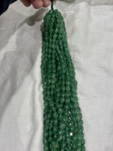 Cuentas Sueltas de Esmeralda Sintética de Forma Ovalada con Inclusiones, Cuarzo Cristal Verde Fresa, Cuentas Lisas para Joyería, 6x8mm - Product Image 4