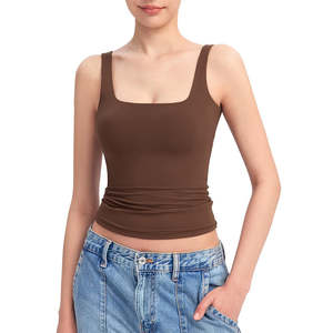 Gran oferta de verano 2025, camisetas sin mangas en blanco de poliéster con doble forro para mujer, camisetas sin mangas con cuello redondo y espalda de corredor, camiseta informal sin mangas - Product Image 1